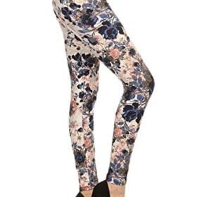 Leggings Depot High Waisted Floral & Space Print Leggings for Women-Full Length-R593, Bloom Time, One Size