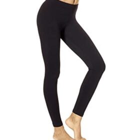 No nonsense Women's Leggings - Soft Cotton Feel, Comfortable & Perfect for Layering, Gentle Elastic Waistband - Black - Large